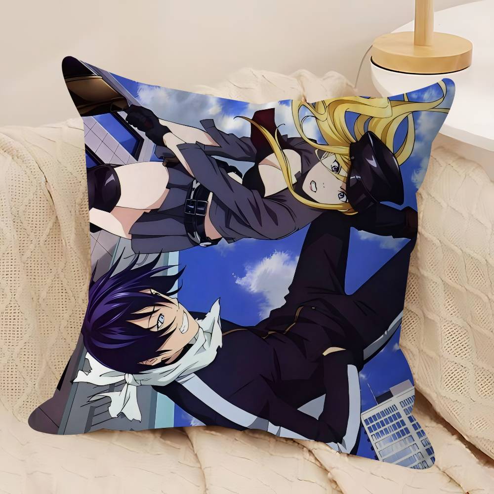 

N-Noragami Anime Pillow Covers Cartoon Sofa Decorative Home Double-sided Printing Short Plush Cute Cushion Cover 12x12Inch