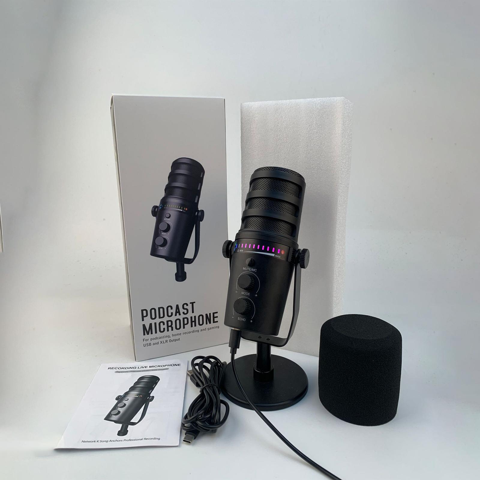 

Динамический микрофон для компьютера и мобильного телефона, запись прямых трансляций, профессиональный микрофон для караоке-игр чёрный