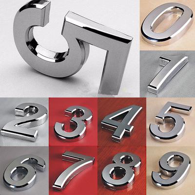 Number Silver Home Decor Plaque Modern Sticker Plate Sign Scutcheon Hotel Door 5cm Plated Digits Address HOT 1pc New House