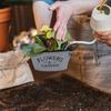 4pcs Stylish Iron Planter Pots with Letter Handmade Decorative Flower Bucket Floral Arrangement Containers for Home