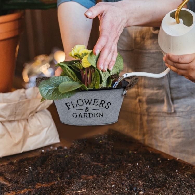 4pcs Stylish Iron Planter Pots with Letter Handmade Decorative Flower Bucket Floral Arrangement Containers for Home