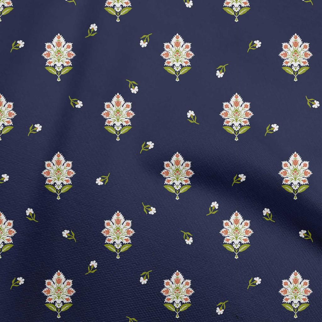 oneOone Cotton Flex Forest Green Fabric Jacobean Floral Diy Clothing Quilting Fabric Print Fabric By Yard 40 Inch