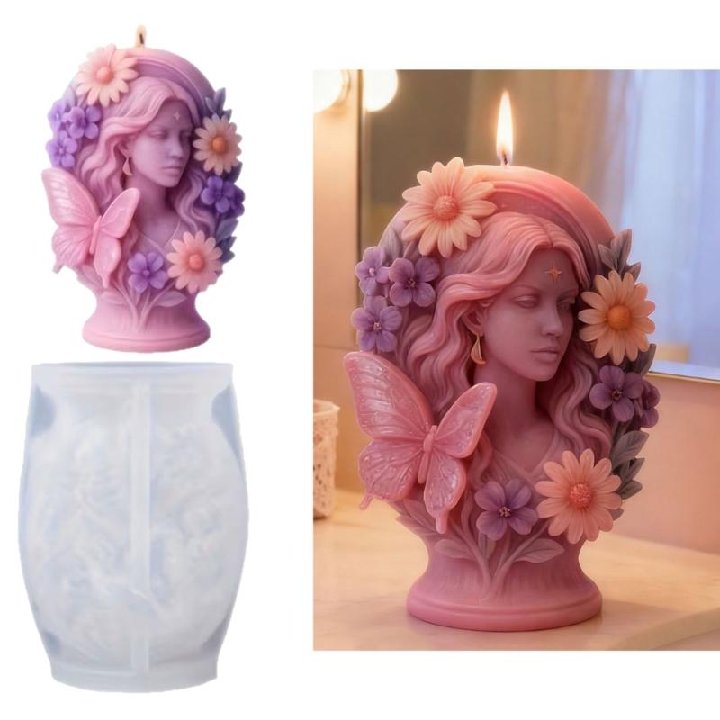 Food Grade Silicone Mould with Butterfly Girl Designs for Candle Making Craft Projects