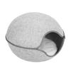 Cat Cave Bed Detachable Washable Semi Enclosed Felt Kitten Hideout Bed with Cushion for All Seasons