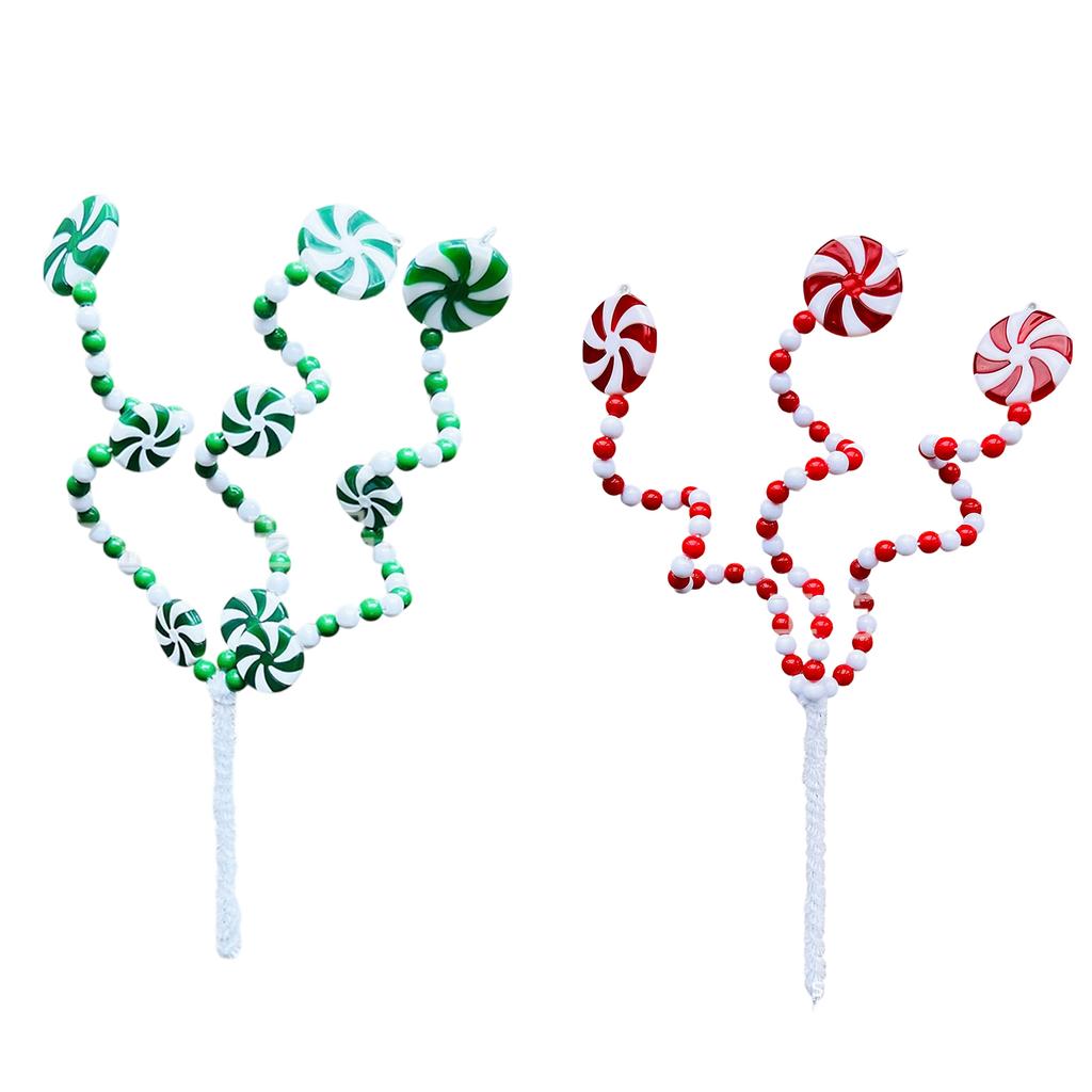 Christmas Tree Top Decoration Shatterproof Artificial Candy Branch Stem for Vase Arrangement Holiday Decoration