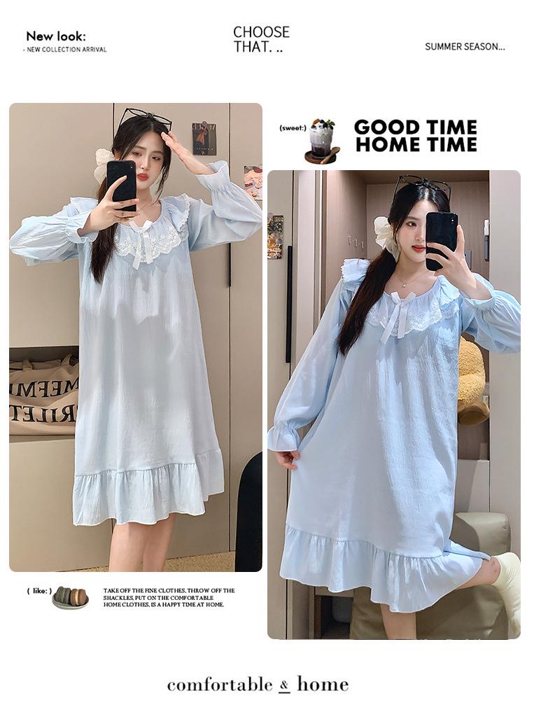 Cloud Cotton Sleep Dress: Long Sleeve Pink Pajamas for Girls - Spring/Autumn 2025