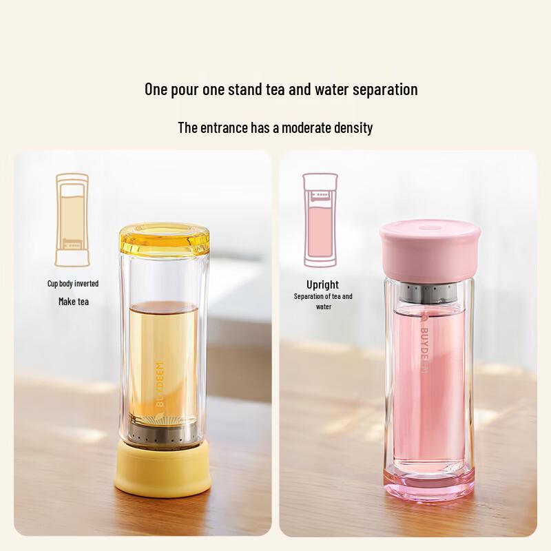 Buydeem Double-Layer Glass Tea Infuser Cup