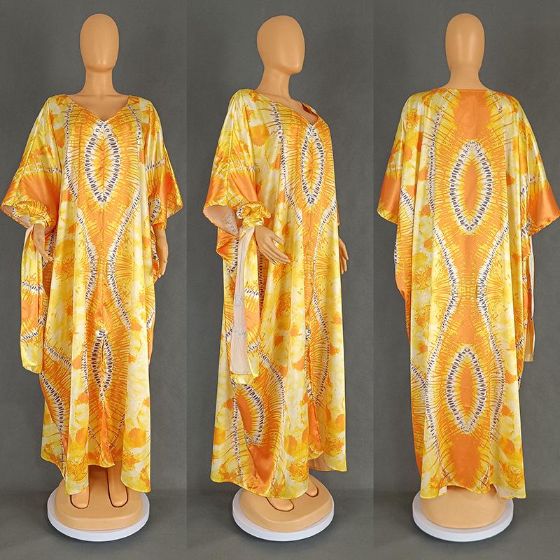 European & American Retro Ethnic Style Print Cloak Dress 8903 - Short Sleeve Women's Clothing