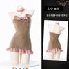 Fun Christmas Plush Backless Maid Dress Bear Nightdress, Sexy Plaid Lace Bow Pajamas Hip Skirt