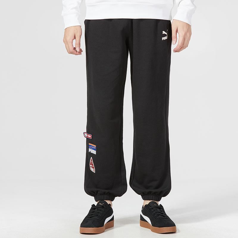 Puma Team Badge Early Spring Series Sports Joggers Unisex Bottoms Black 677378-01