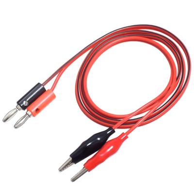 KAUMO Red and Black Alligator Clip Banana Plug Cable 1m (Crocodile Clip) (4mm)