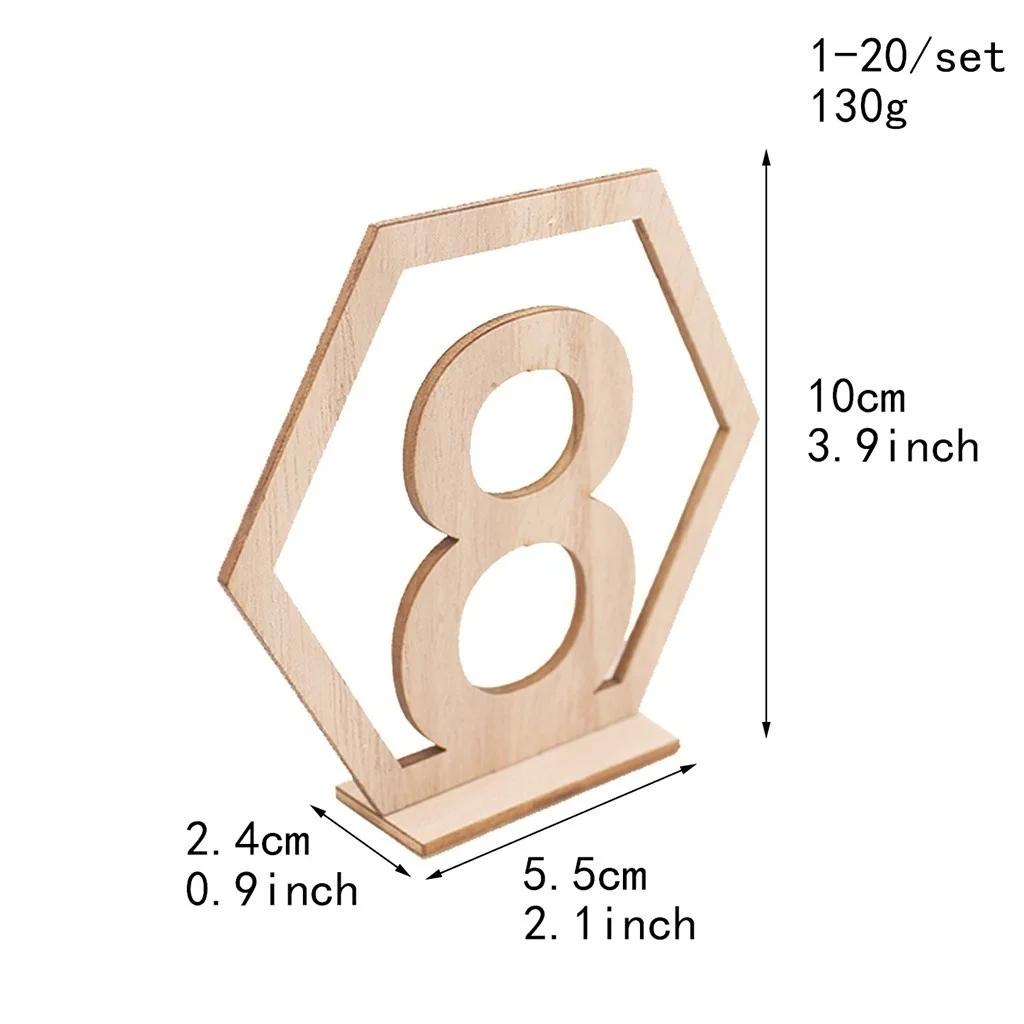 1-20 Wooden Table Numbers Card Set with Base Birthday Wedding Party Table Decor