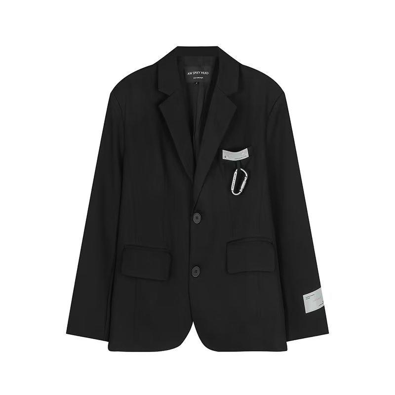 Men's Trendy Retro Loose Black Suit Jacket - High-End Street Style