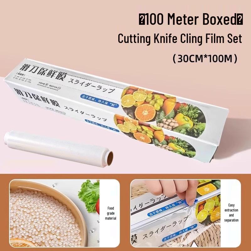 

Набір харчової плівки, що не рветься руками, з різаком – Товстий, великий рулон для кухонного використання