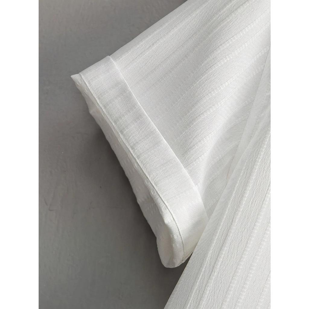 Men's Button Textured Casual Striped Short Sleeved Shirt and Elastic Straight Leg Pants Set, 2-piece Set