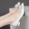Zapatos De Mujer Women Cute Sexy White Hear Deco Spring Slip On Square Heel Shoes Lady Classic Black Comfort Heel Shoes Ab610