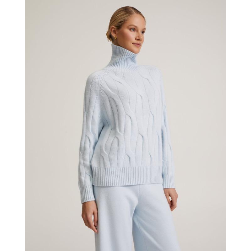 Women's Fall and Winter Long-sleeved Turtleneck Loose Casual Sweater Set