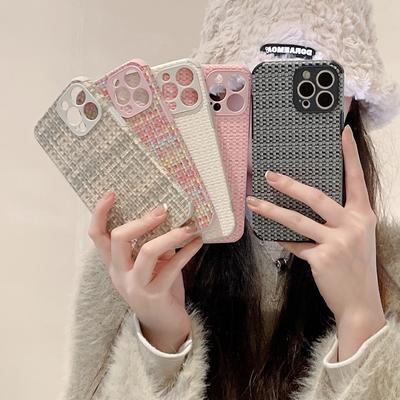 Winter Warm Weave Bumper Soft Silicone Phone Case For Iphone 13 12 11 14 Pro X Xs Max Xr 7 8 Plus Se Mini 3 Lens Protect Cover
