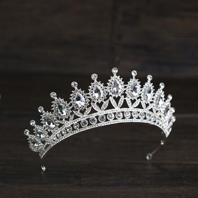 Strass Kristall Krone Silber Farbe Tiara Hochzeit Krone Stirnband Braut Haar Zubehör Party Prinzessin Krone Braut Krone