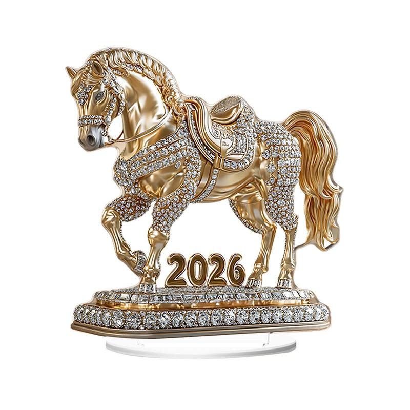 2D Acrylic Ornament 2026 Year Of The Horse Desktop Decorate Miniature Statue Pony Festival Decor Home Office New Year Gift