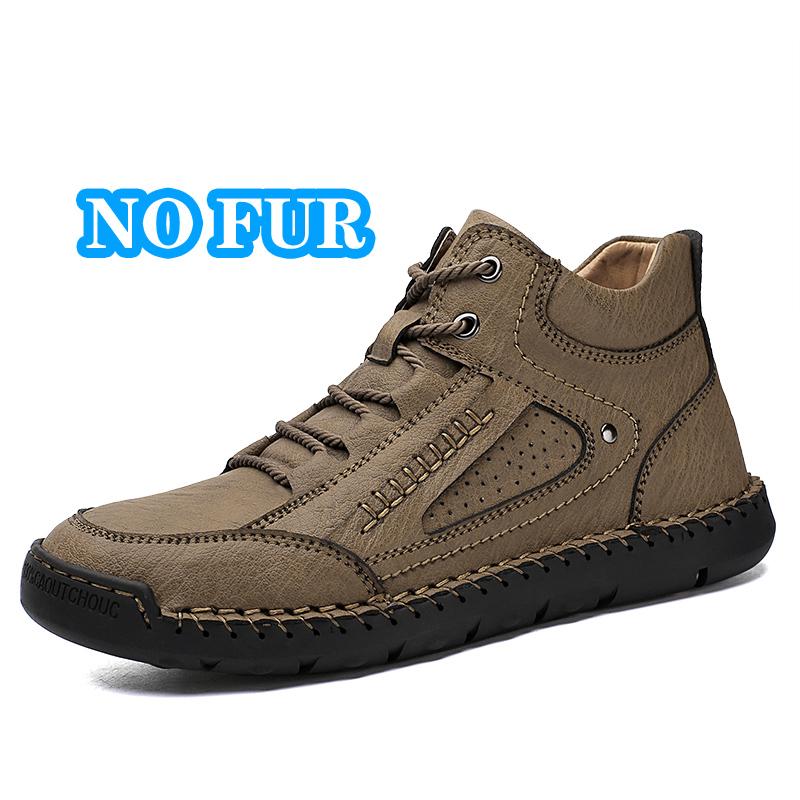 Comfy Leather Mens High Top Shoes Fashion Ankle Boots Classic Hiking Shoes Outdoor Man Driving Boots Non-Slip Casual Shoes Botas