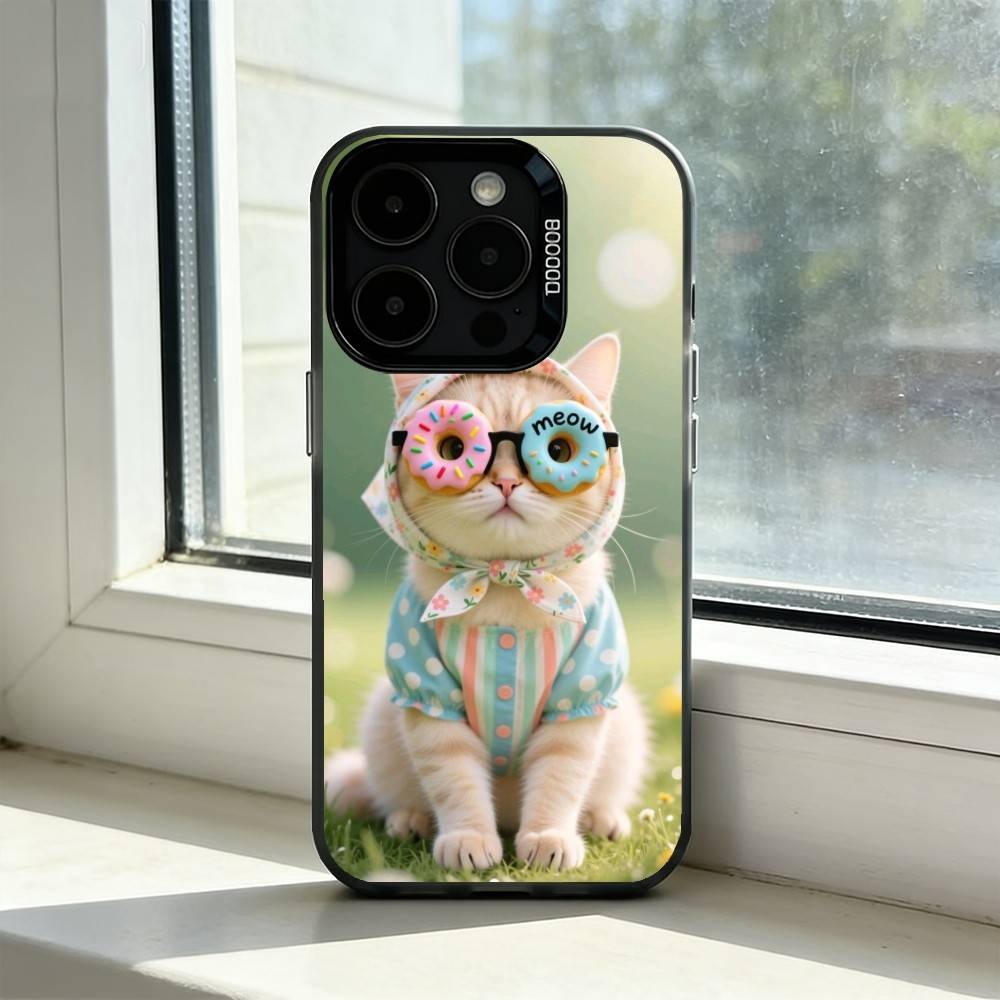 Aesthetic Cat Portraits Phone Case For iPhone 17,16,15,14,13,12,11 Plus,Pro Max,XS,Colorful Silver Phone Case Funda Cover