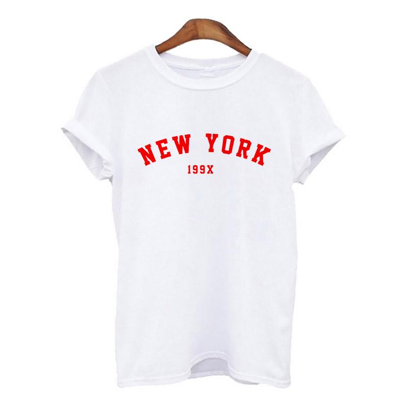 Harajuku Women Tshirt New York Summer Print White Black T Shirt Ladies Clothing 90S Tops Graphic Clothes Female Tee Shirt 2025