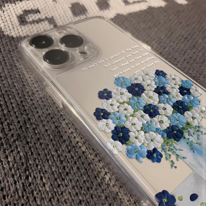 Funda for IPhone 16 15 14 13 12 Pro Max 11 Small Fresh Flowers Dustproof Non-Slip Full Cover Anti Fall Shockproof Transparent