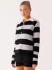 Autumn Striped Polo Top - Women's Versatile Long-Sleeve with Turn-Down Collar