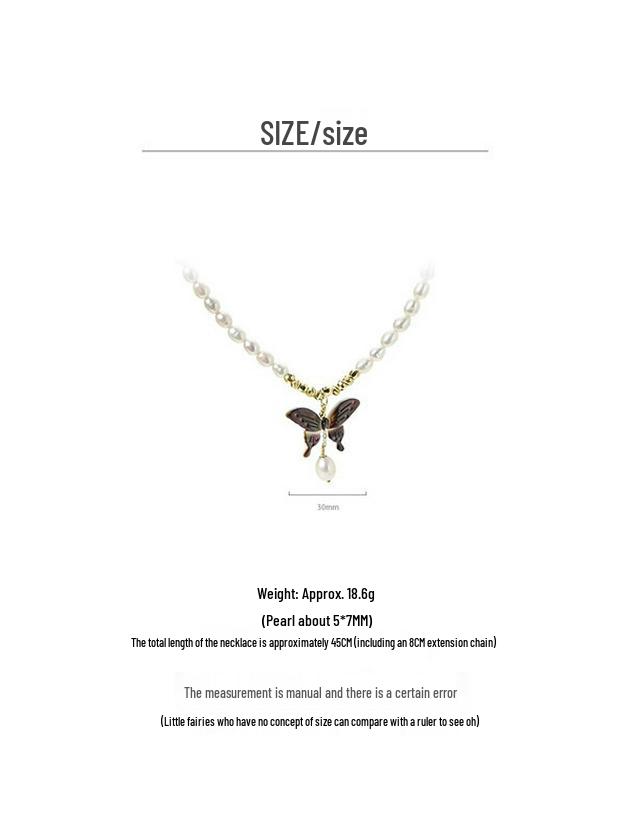 Freshwater Pearl Choker Necklace with Mother-of-Pearl Butterfly Design