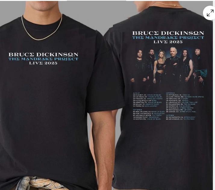 Bruce Dickinson The Mandrake Project Live North American Tour 2025 Tshirt. 2XL