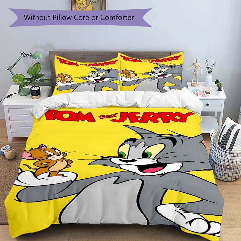 3pcs Tom, Jerry Duvet Cover Set, 1 Duvet Cover + 2 Pillowcases (No Insert), High-Definition Print for All Seasons,Durable Yy251103002