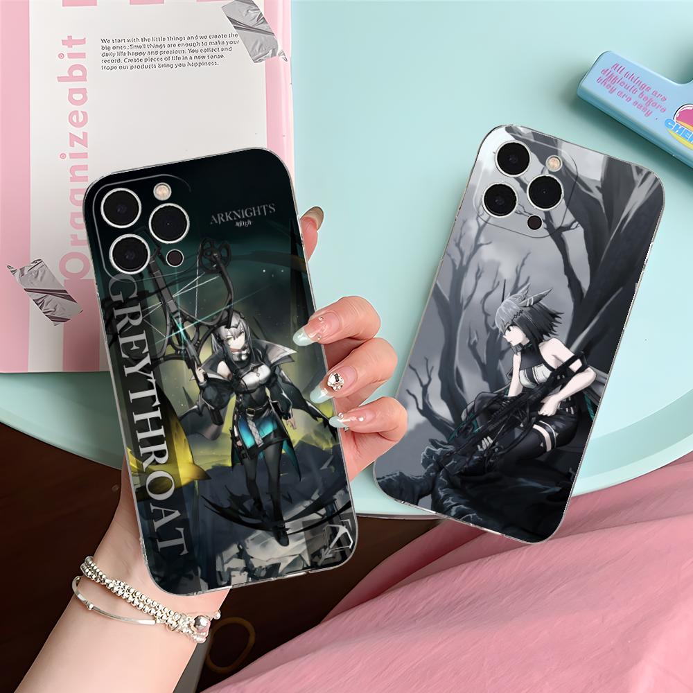 Arknights Greythroat Clear TPU Mobile Case for iPhone 17 16 15 14 13 12 11 X XR XS Air Pro Max Plus Mini Colorful Cover