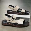 Fashion Simple Mens Sandals Casual Leather Solid Color Summer Outdoor Shoe Comfy Casual Open Toe Sandals Soft Beach Flat Designer Sandal