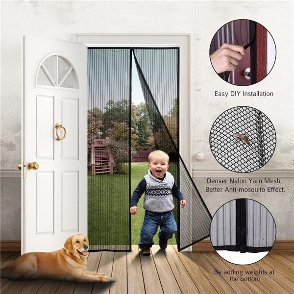New Large Size Strong Magnetic Door Curtain Mosquito Net Summer Anti Bug Fly Insect Screen Mesh Velcro Mute Soft Screen Door for Home
