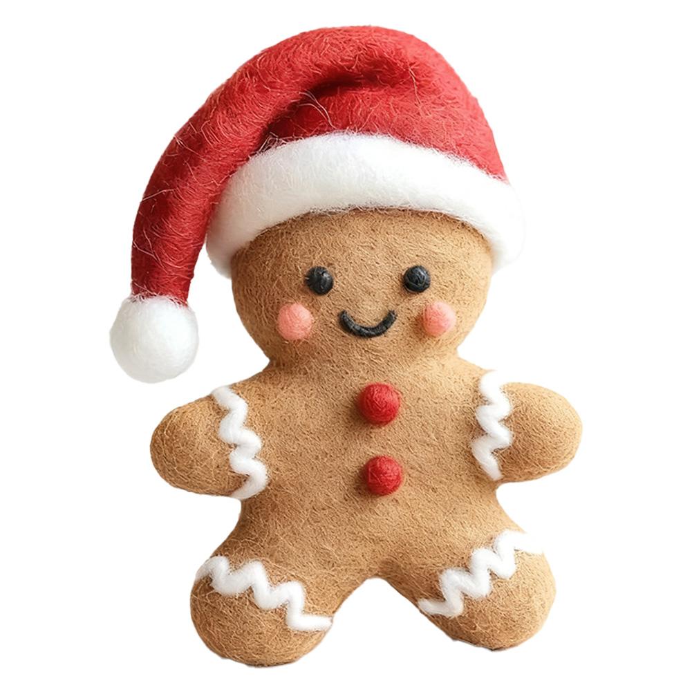 Handmade Felt Christmas Gift Pendant Gingerbread Man, Rabbit, Bear, Santa Claus Holiday Atmosphere Decoration светло-желтого