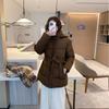 New Winter Hooded Versatile Fashionable Women's Cotton Jacket Belt Slimming and Fashionable Cotton Jacket Solid Color Jacket