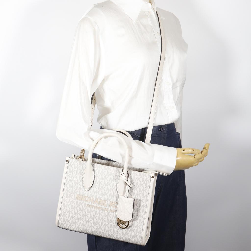 Michael Kors Mirela Small Handbag 35F2G7ZC5B 2WAYShoulder Signature White PVC Women Used
