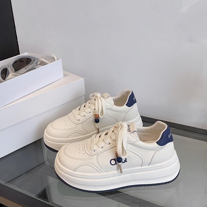 

thick-soled little white shoes women s 2025 new muffin spring and autumn women s shoes soft-soled students breathable height-increasing sports and lei 40 синий