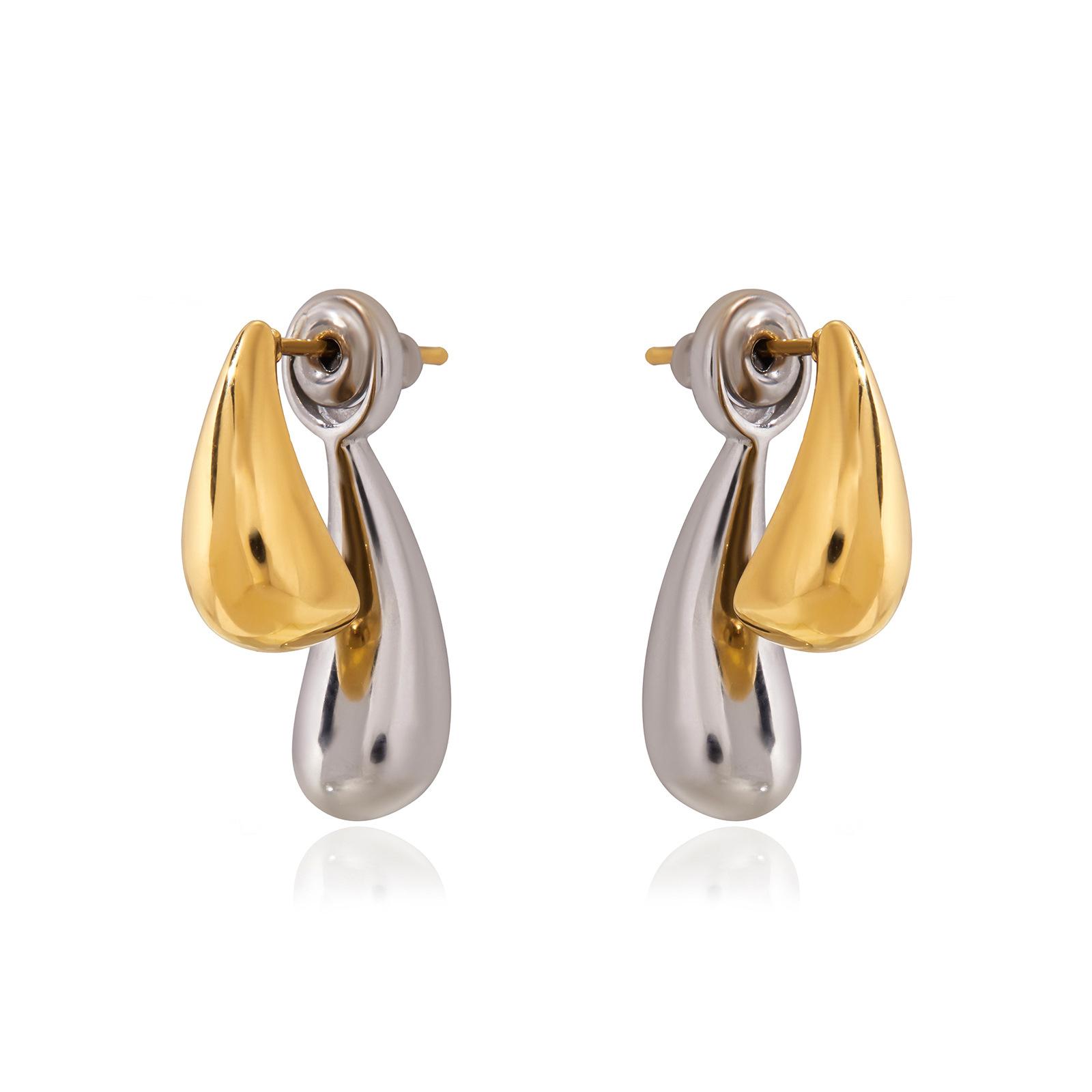 

Sleek Gold Plated Earrings For Women Stylish Stainless Steel Water Drop Studs Minimalist Jewelry Accessories Gift 1