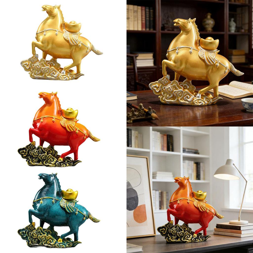 Rocking Horse Mini Statue Resin Animal Figurine Object Interior Decoration for Living Room Office Tabletop