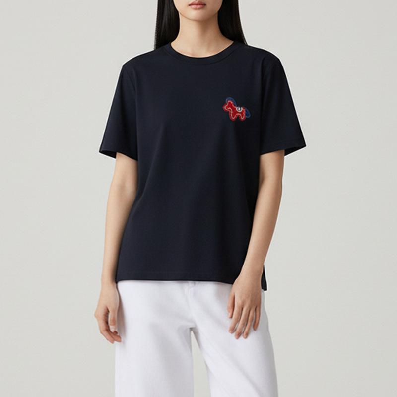 

Qi Juan Women s Red 3D Embroidered Horse T-Shirt - Short-Sleeved, Comfortable & Skin-Friendly Large темно-синий