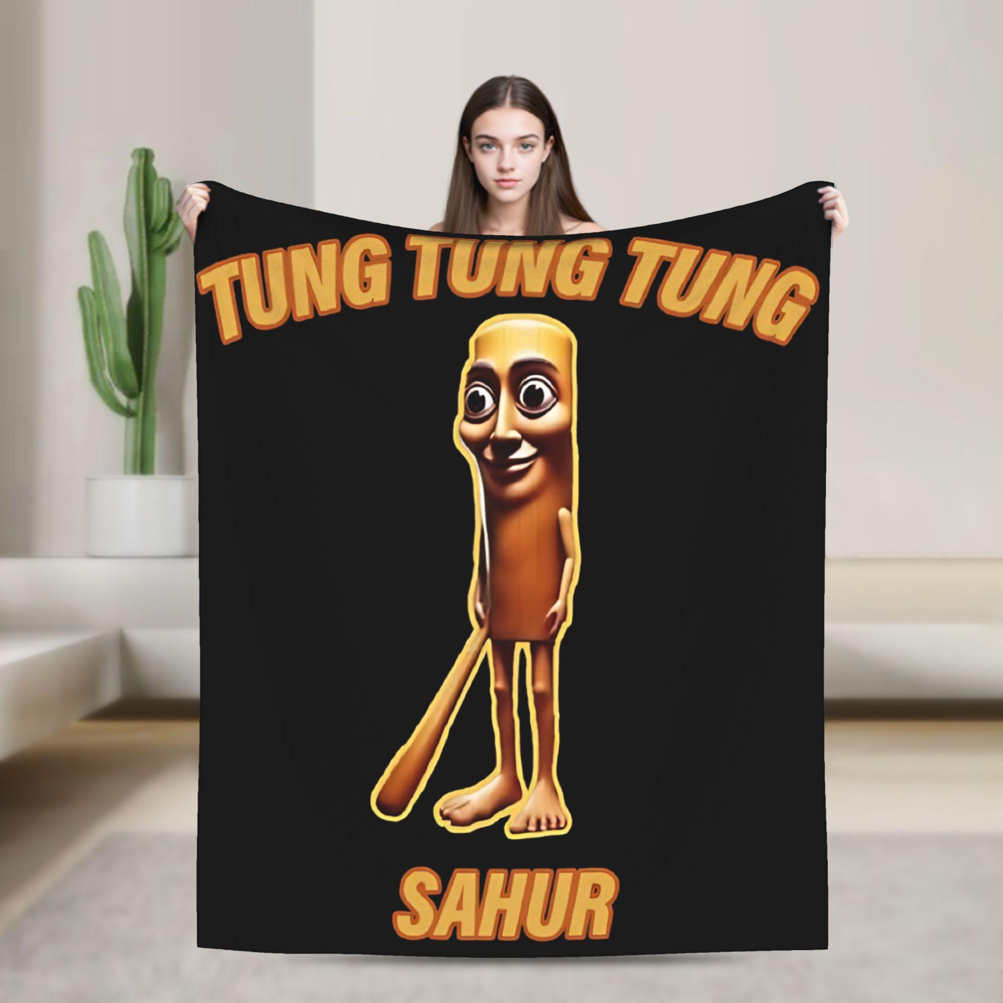 Jessica Chen Unisex Tung Tung Sahur Flannel Blanket Winter Warm Soft Throw Blanket For Kids Adult Couch Chair Graphic Bedspread Sofa Bed Cover