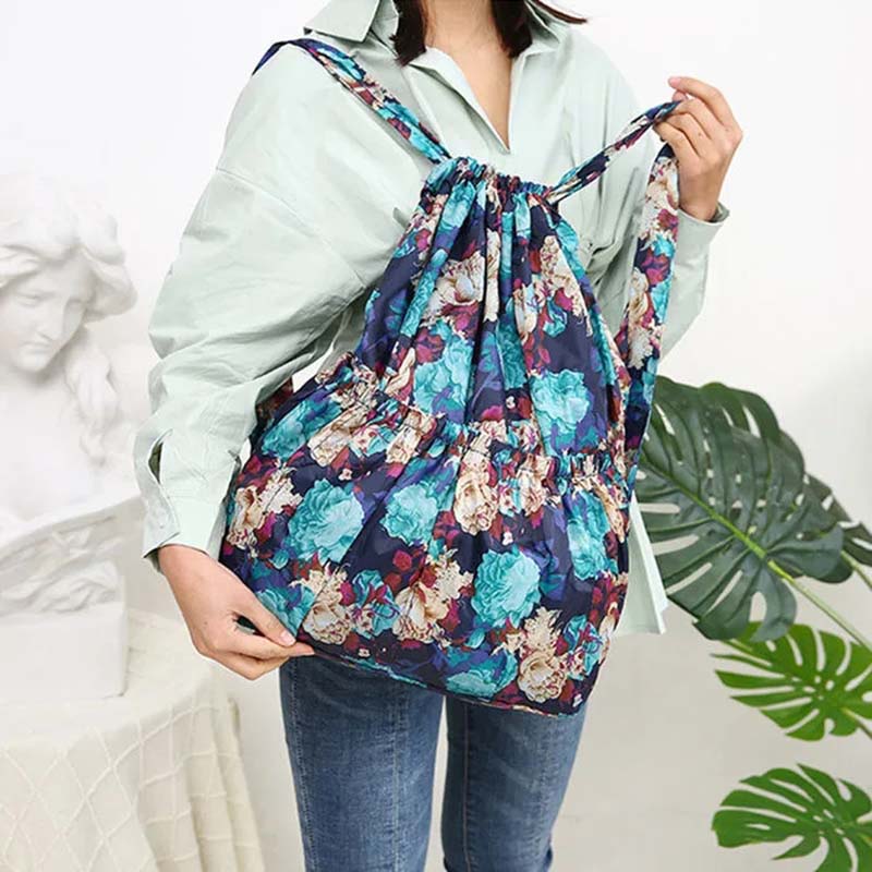 WTEMPO Printed Beach Casual Nylon Drawstring Backpacks Women's Four Seasons Outdoor Sports Bags Mommy Bags Large Capacity Lightweight Travel Backpacks