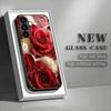 Rose black tempered glass phone case for Samsung Galaxy S26 S25 S24 S23 S22 S21 S20 fe/plus/ultra anti drop