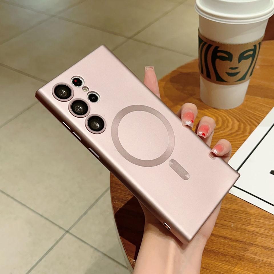 Luxury Matte Magnetic Case For Magsafe For Samsung Galaxy S24 S22 S21 S23 Ultra Plus Fe Accessories Wireless Charging Soft Cover