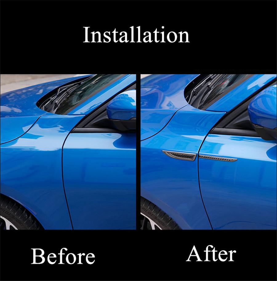 Universal Pair Aluminium Alloy + Real Carbon Fiber Car Side Body Fender Trims Decoration Sticker Decals Emblem Exterior Decorate Accessories