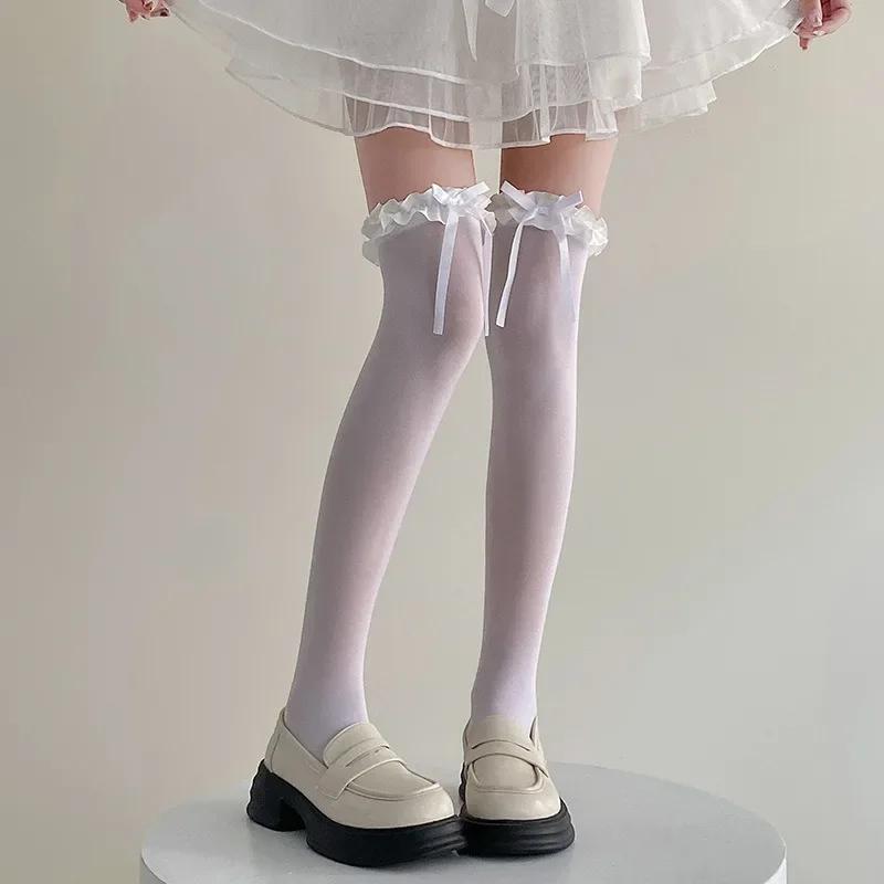 

Ruffle Sweet Matching Calf Socks Lolita Long Socks Fashion Lace Mesh Knee High Socks designed for Women Girls Practical Household Product One Size