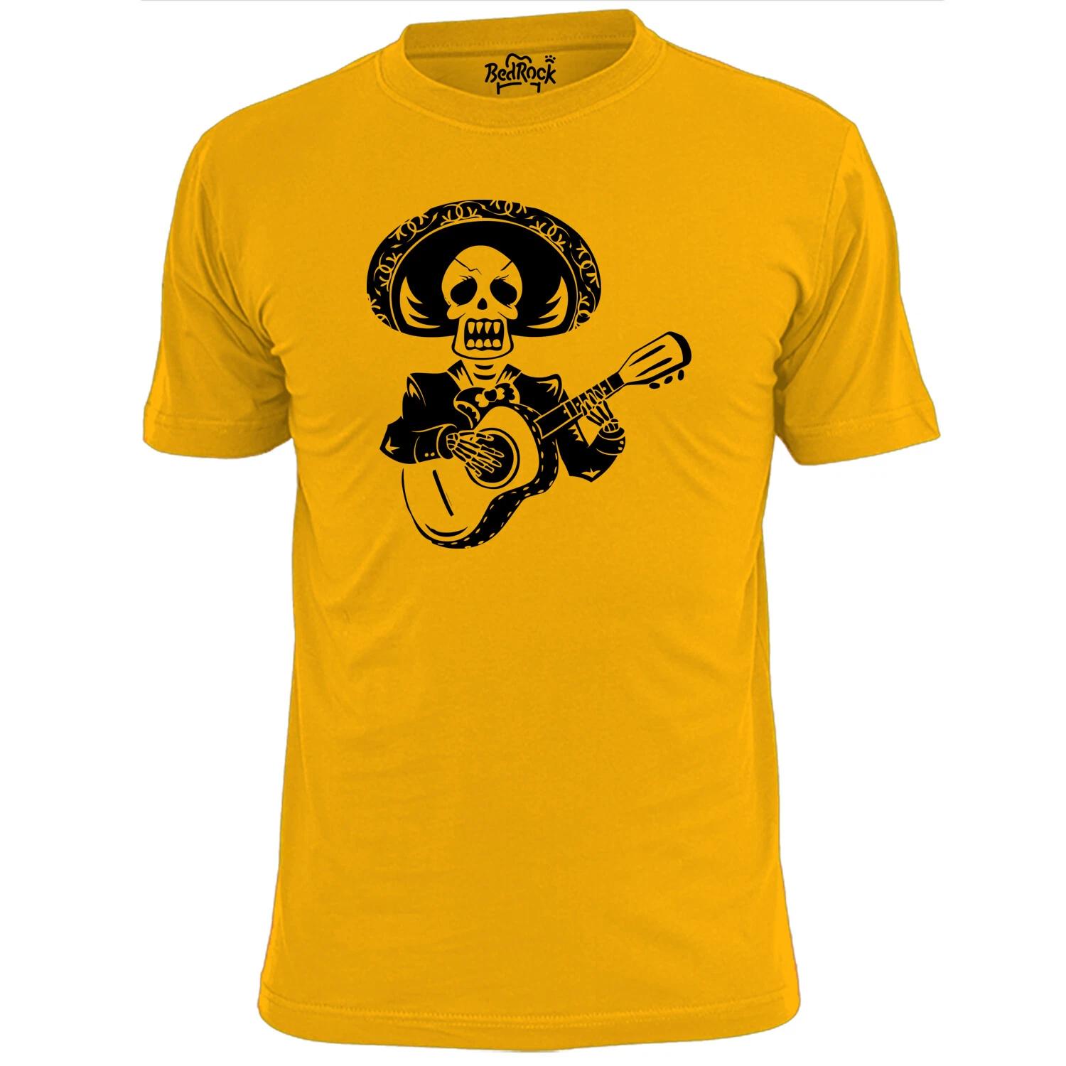 Мужская футболка с изображением мексиканского скелета-гитариста на День Мертвых L