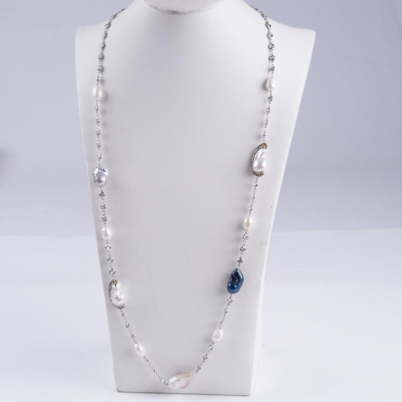 Fashion Luxury Women Jewelry Long Sweater Chain Natural Baroque Shape Freshwater Peal Necklace